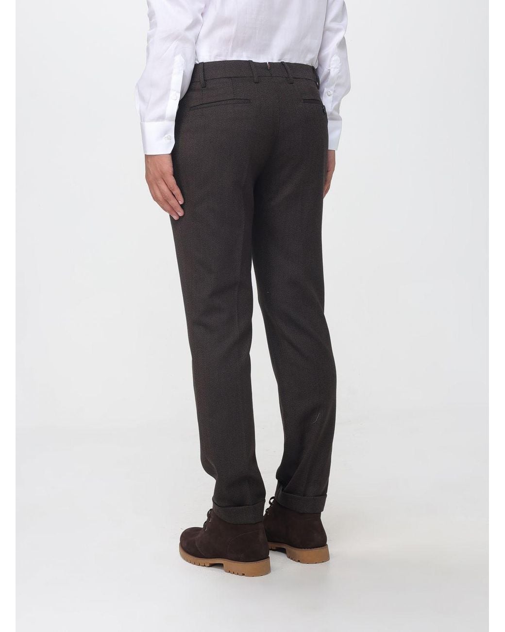 Berwich Gray Slim Fit Pleated Wool Chinos for men