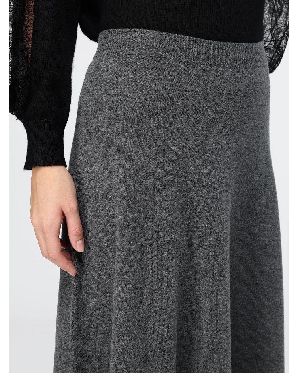 Fabiana Filippi Black High-Waist A-Line Knit Midi Skirt