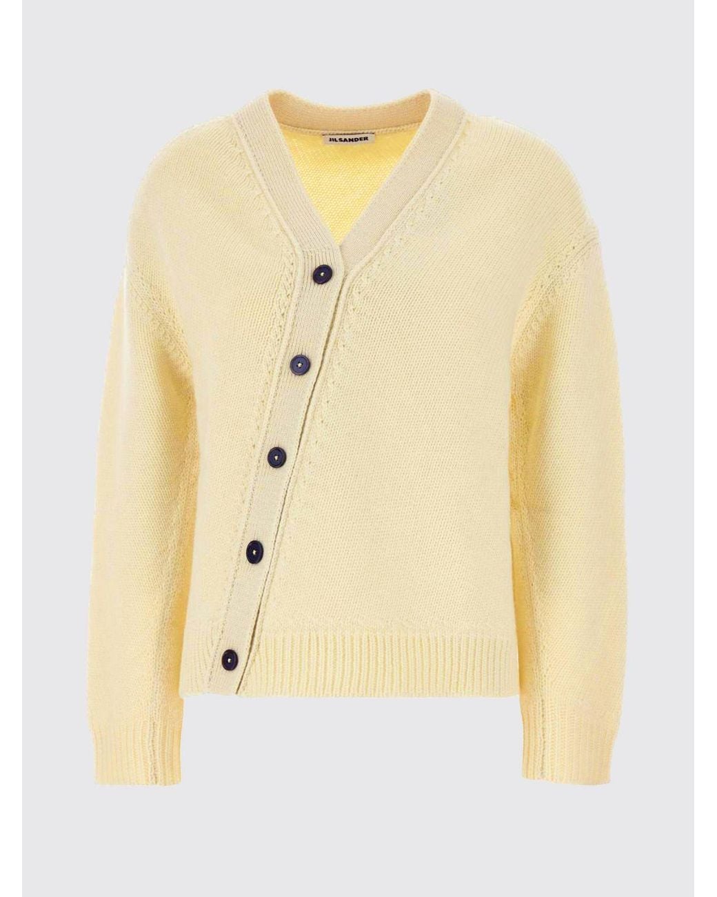 Jil Sander Natural Wool And Cashmere V-Neck Cardigan With Buttons