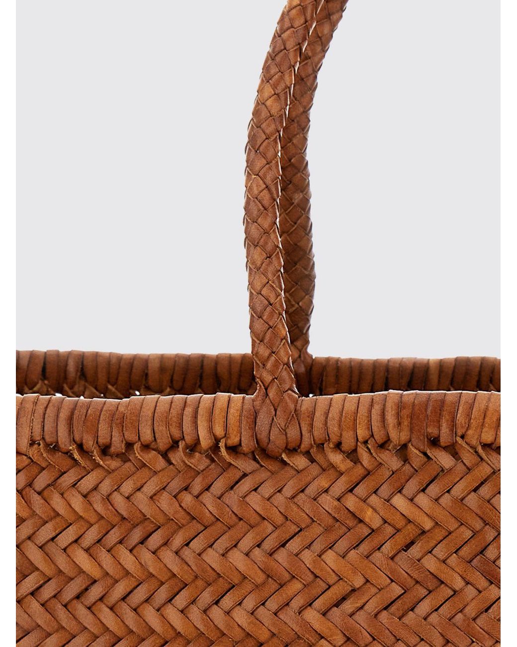Dragon Diffusion Brown Woven Leather Handbag With Double Handle