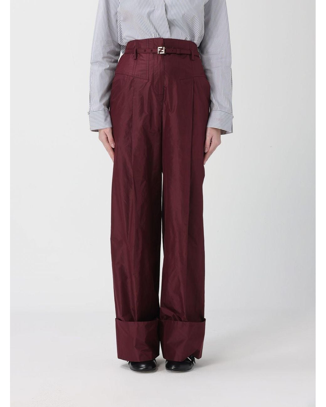 Fendi Purple Silk Taffeta Trousers