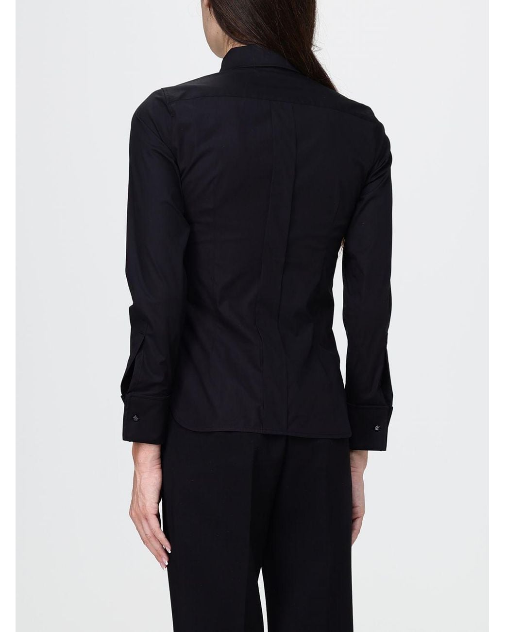 Max Mara Blue Slim Fit Stretch Cotton Shirt With Concealed Placket