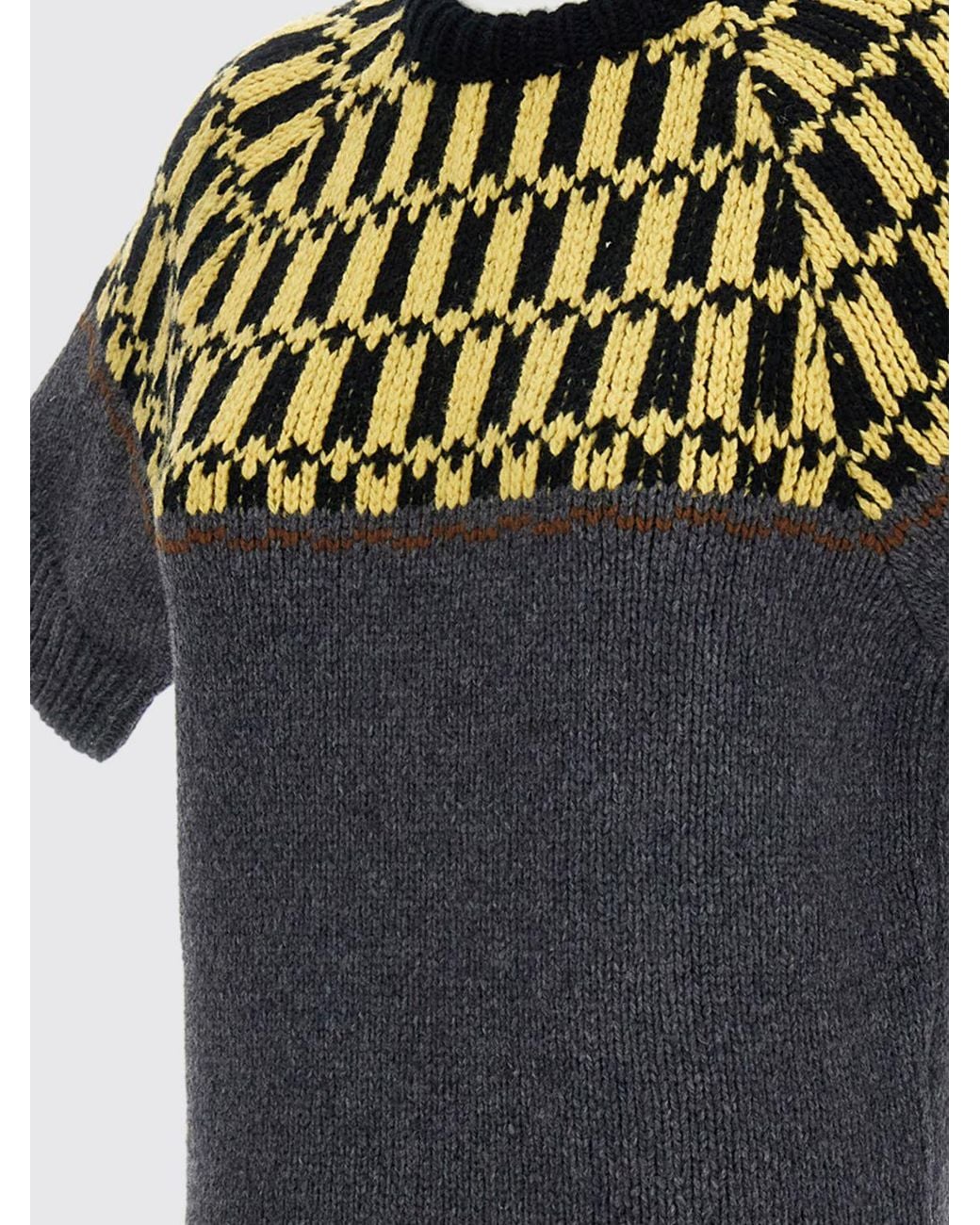 Marni Gray Schmaler Wollpullover Mit Abstraktem Jacquardmuster Und Rundhalsausschnitt