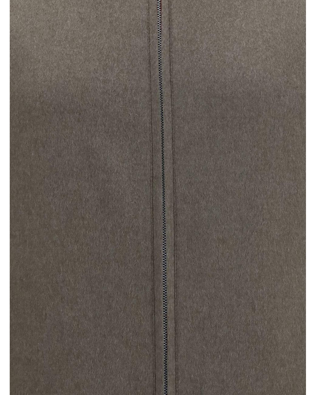 Brunello Cucinelli Gray Pure Cashmere Bomber Jacket With Ribbed Collar for men