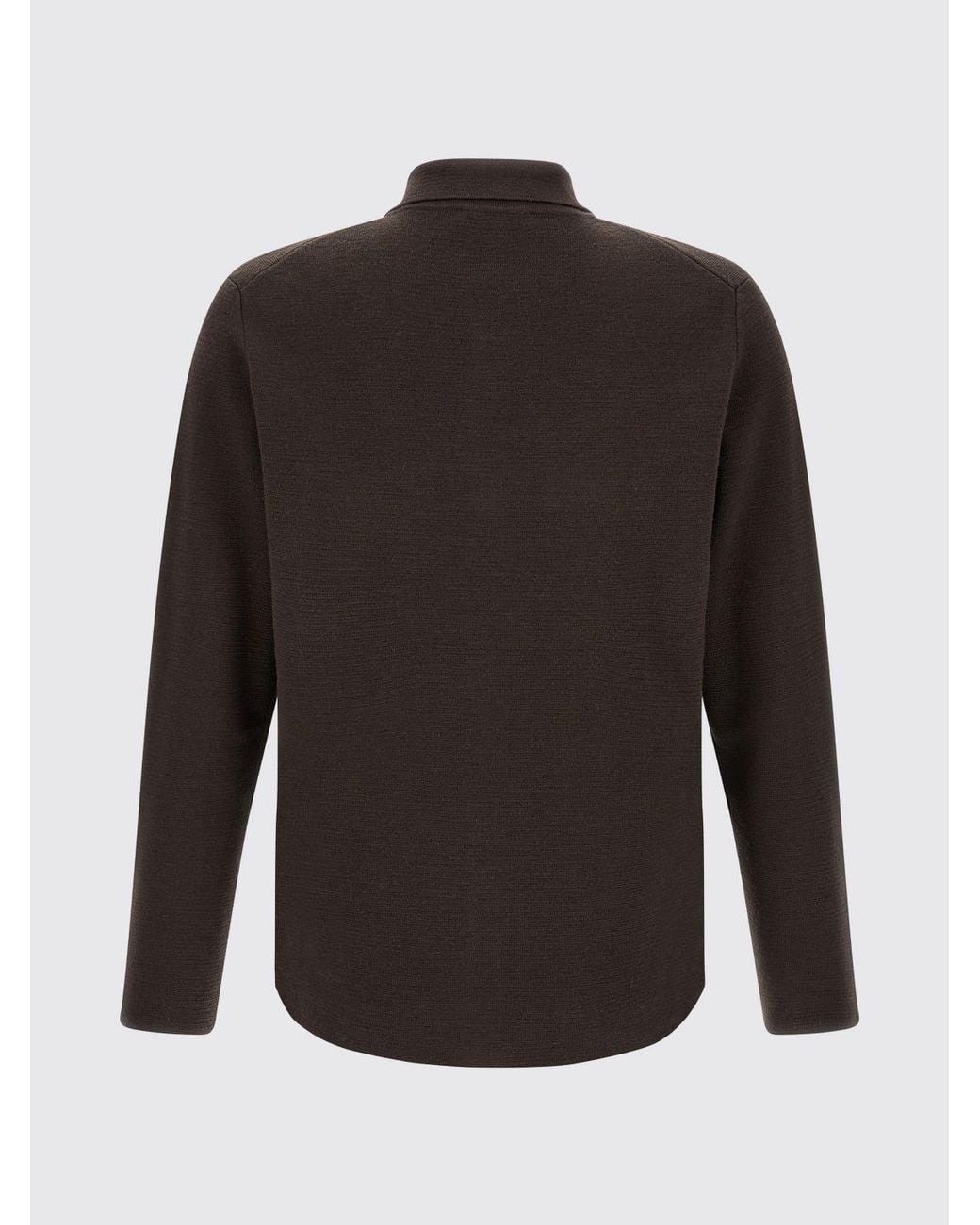 Zanone Brown Pure Virgin Wool Cardigan With Classic Collar And Patch Pockets for men