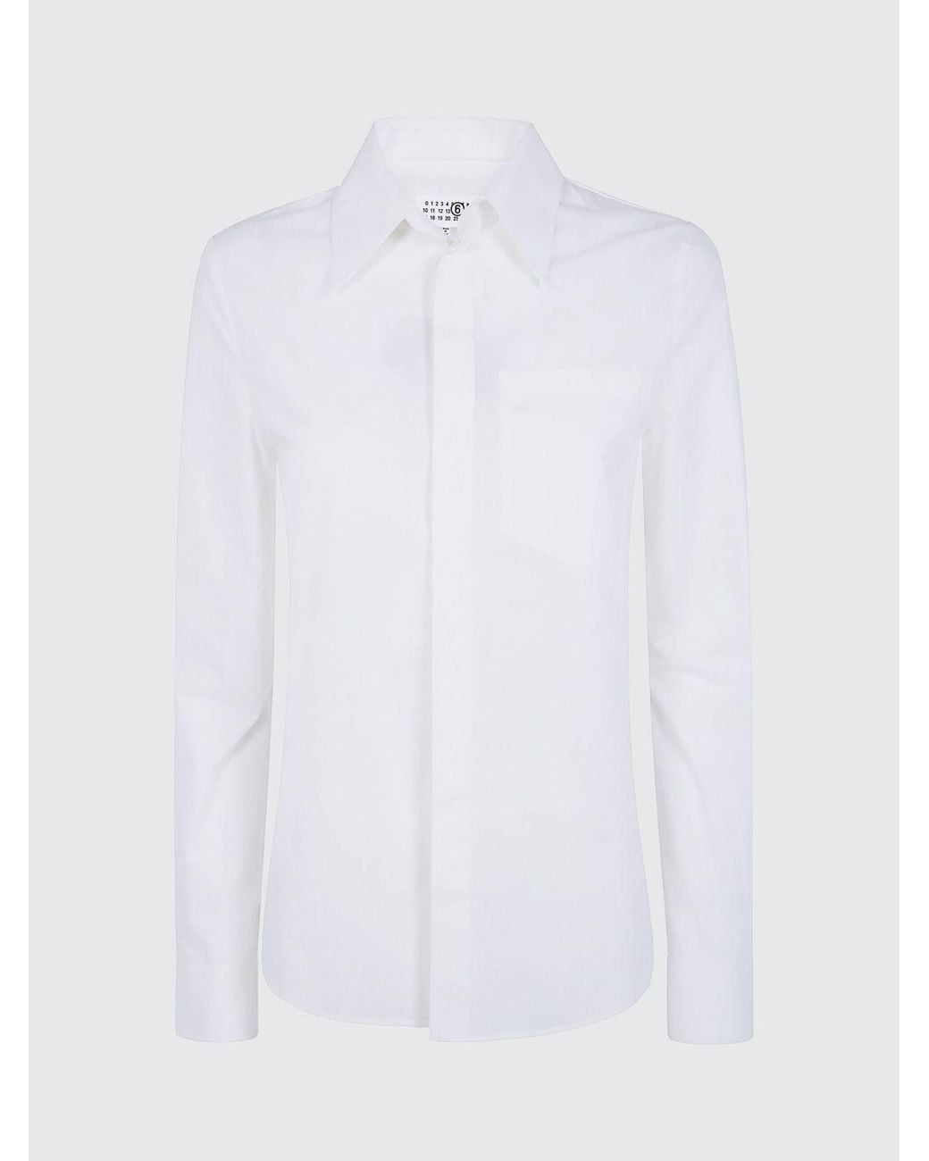 MM6 by Maison Margiela White Slim Fit Cotton Poplin Shirt With Patch Pocket