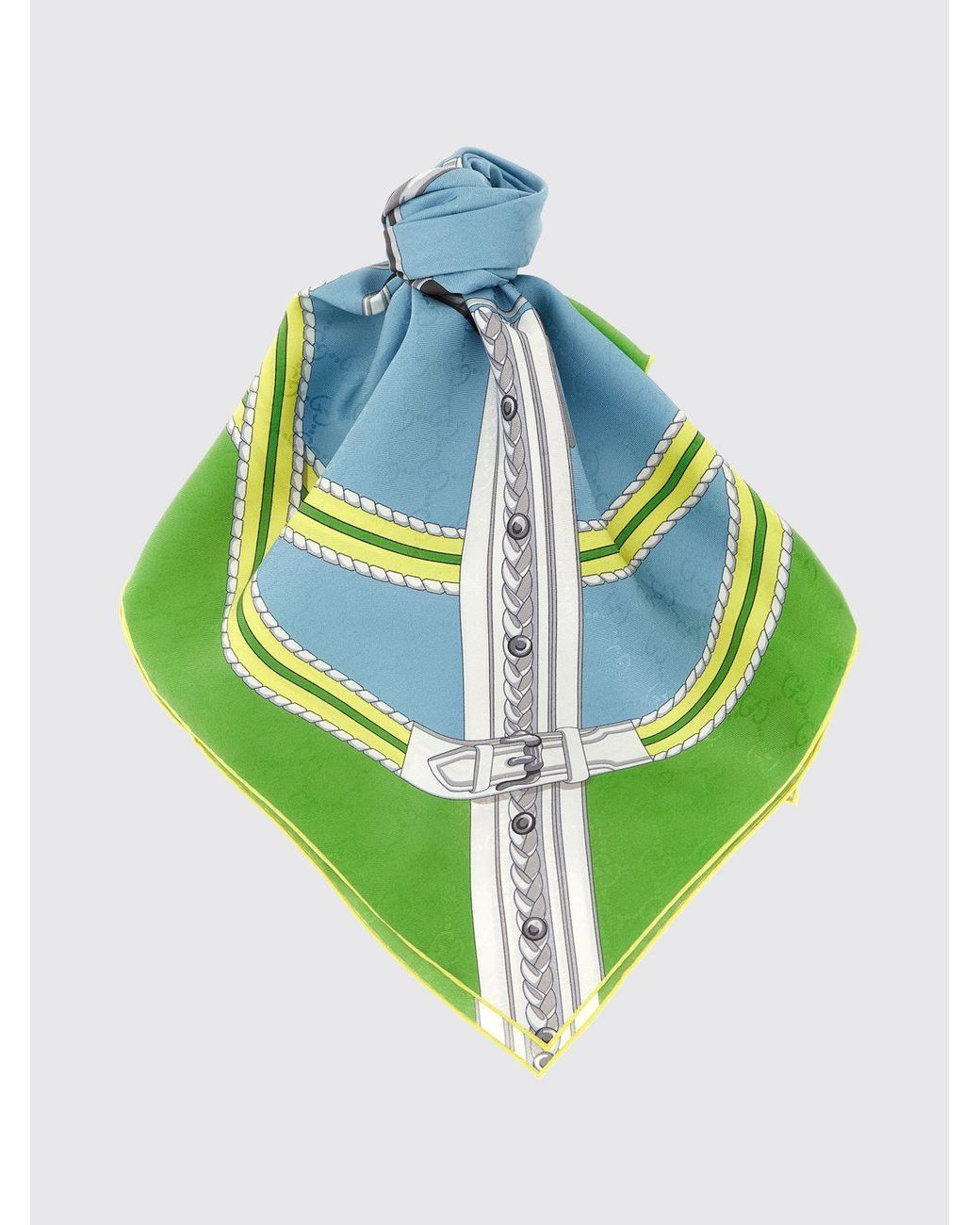 Gucci Green Gg-Jacquard Silk Scarf