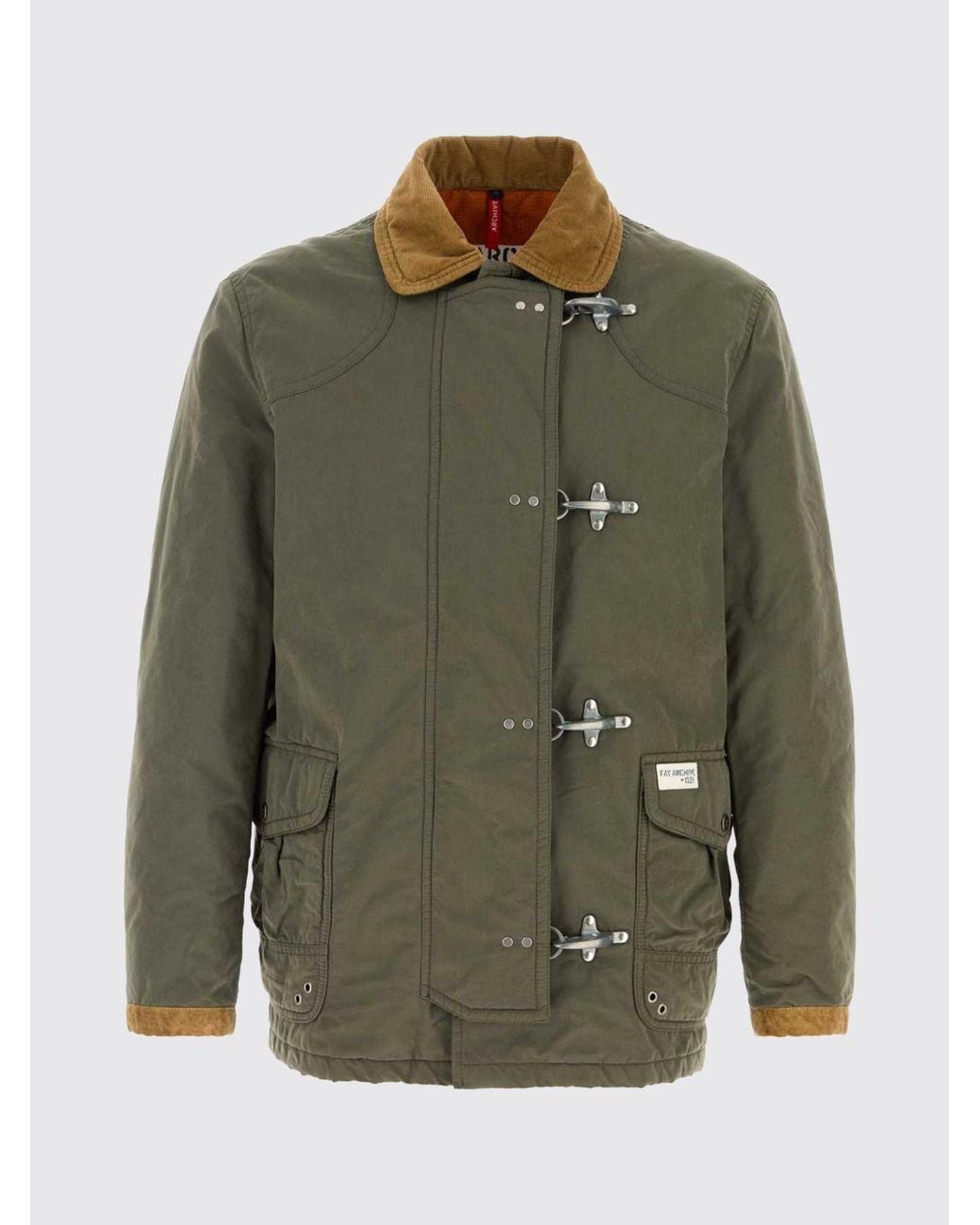 Fay Green Short Merino Wool Coat With Toggle Fastening for men