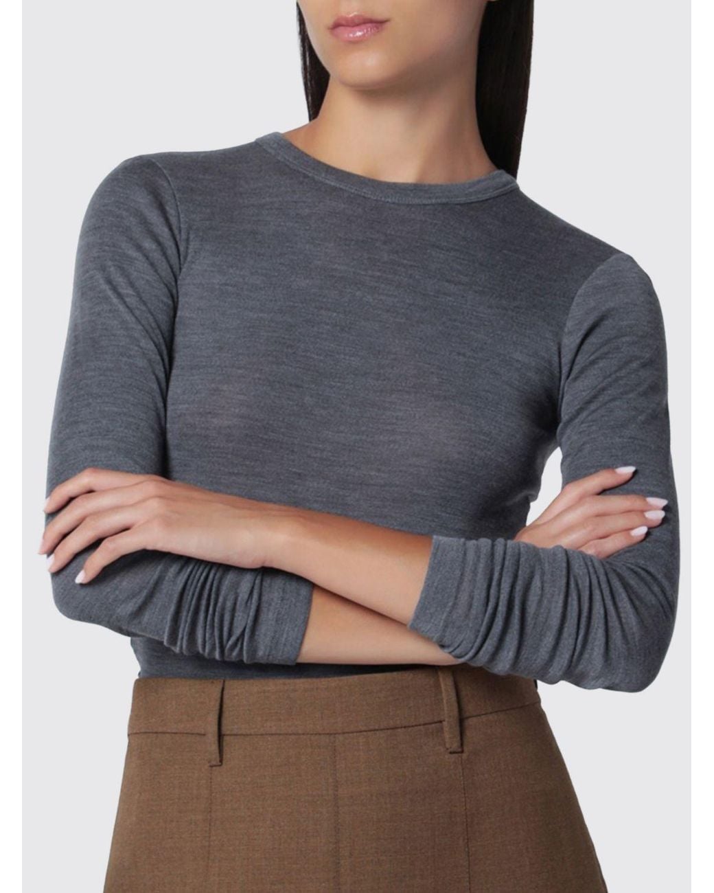 Rohe Gray Slim Fit Crew-Neck Jumper