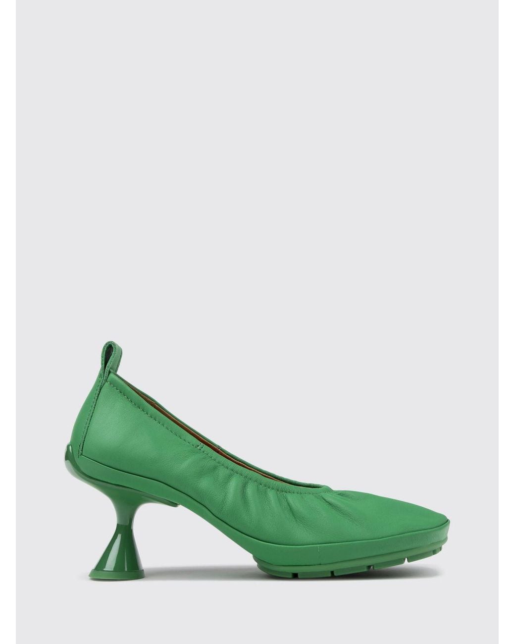 Camper Green Right Left Smooth Leather Pumps With Mid Spool Heel