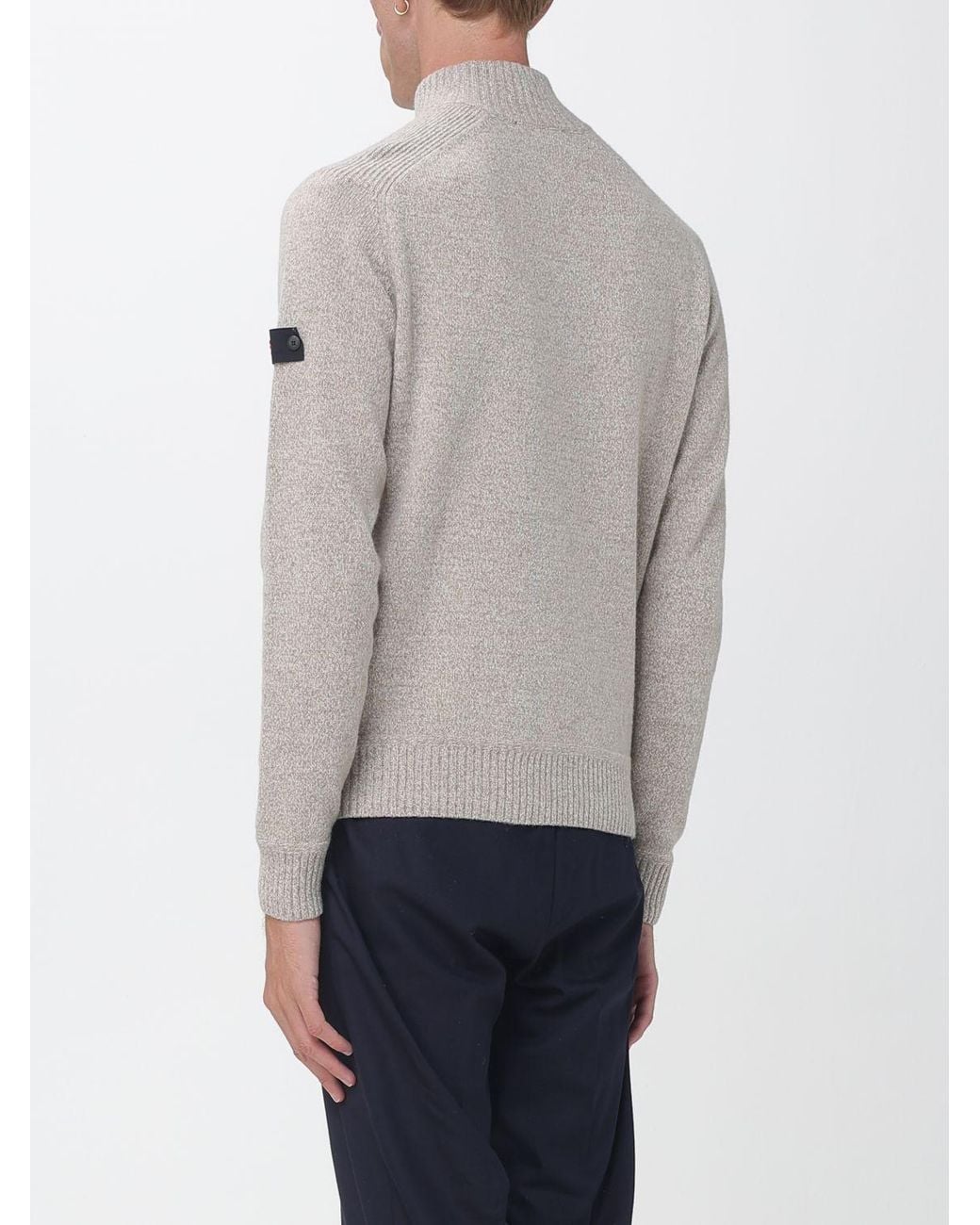 Peuterey Gray Slim Fit High-Neck Wool Jumper With A Half-Zip Closure for men