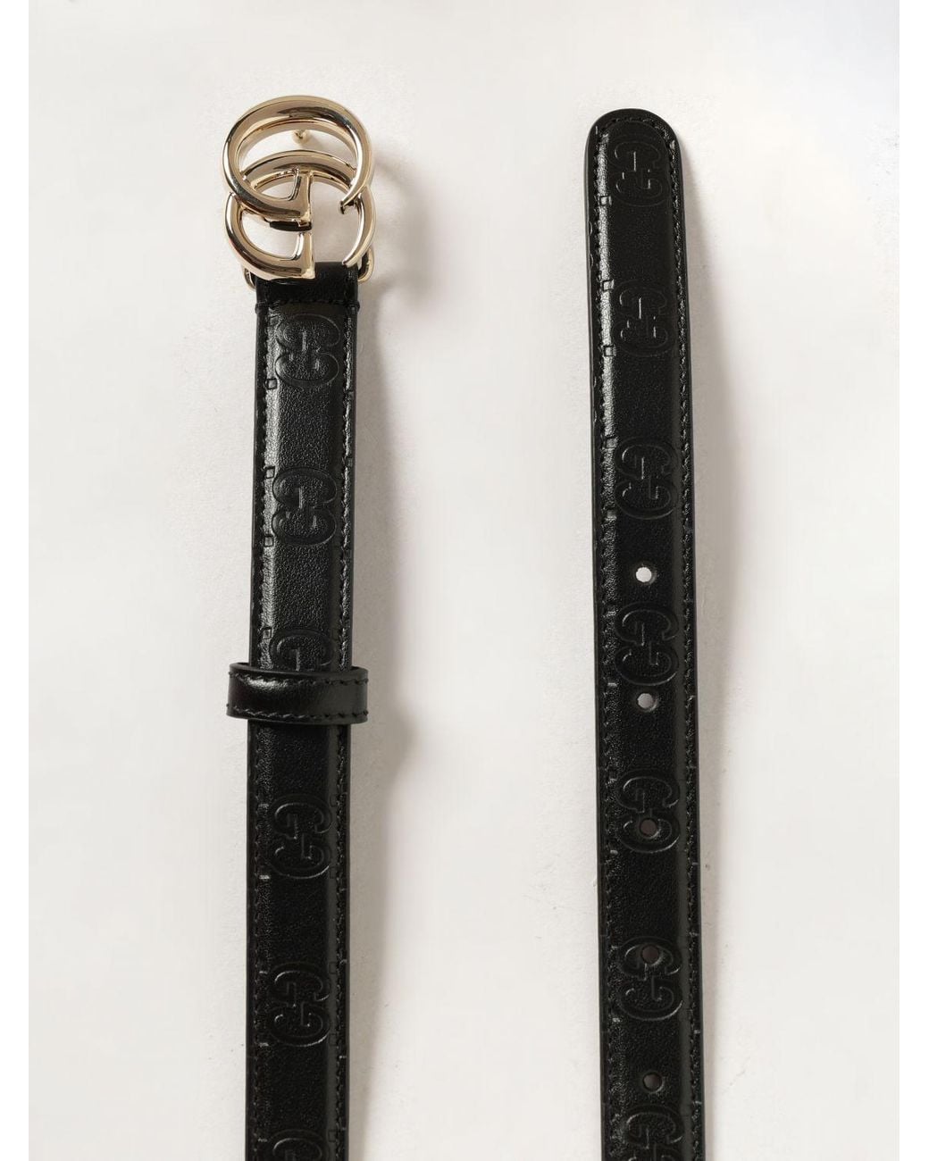 Gucci Black Gg Marmont Smooth Calfskin Leather Belt With Monogram Buckle