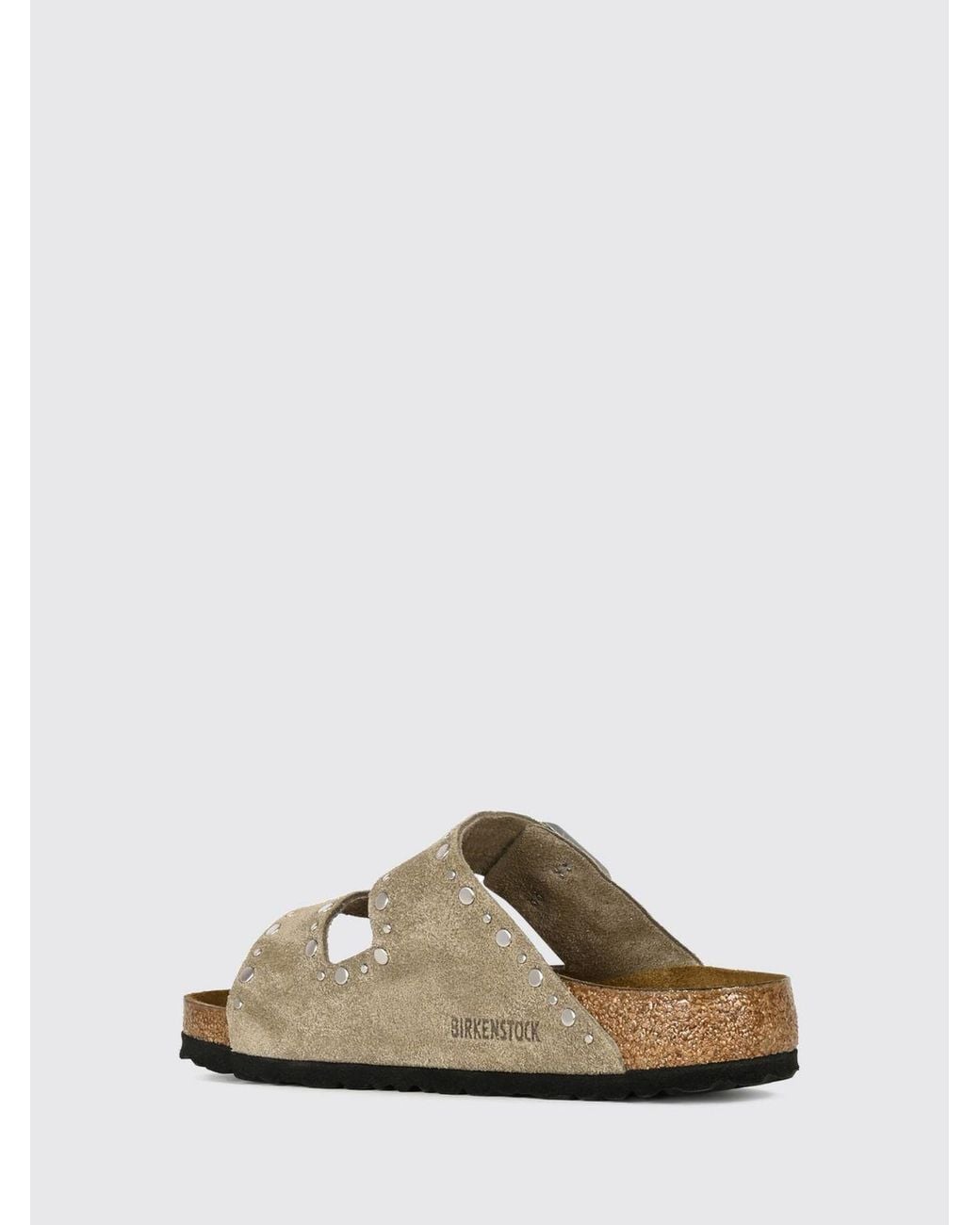 Birkenstock White Arizona Rivet Studded Suede Leather Sandals
