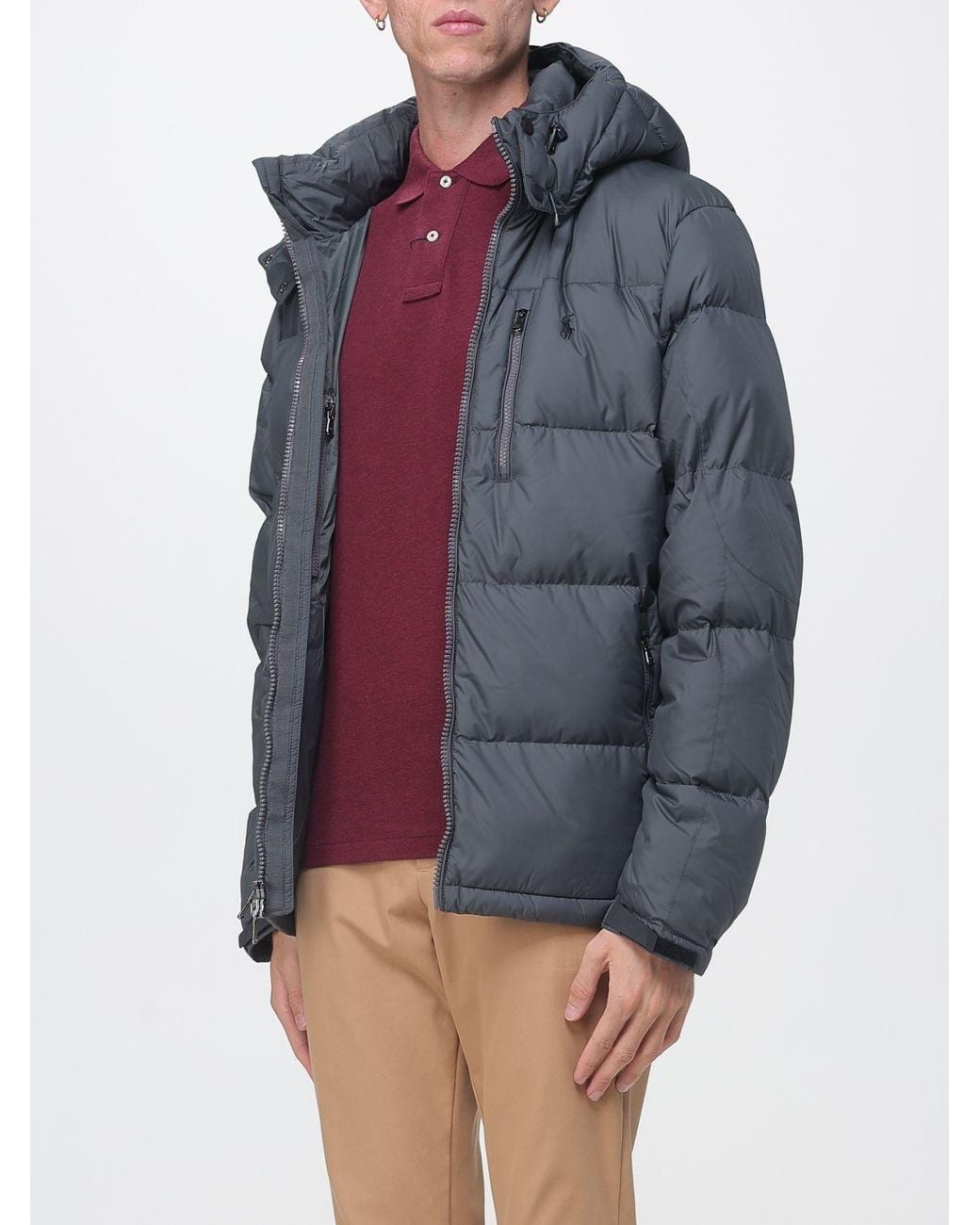 Polo Ralph Lauren Blue Gorham Quilted Nylon Hooded Down Jacket With Pony Logo for men