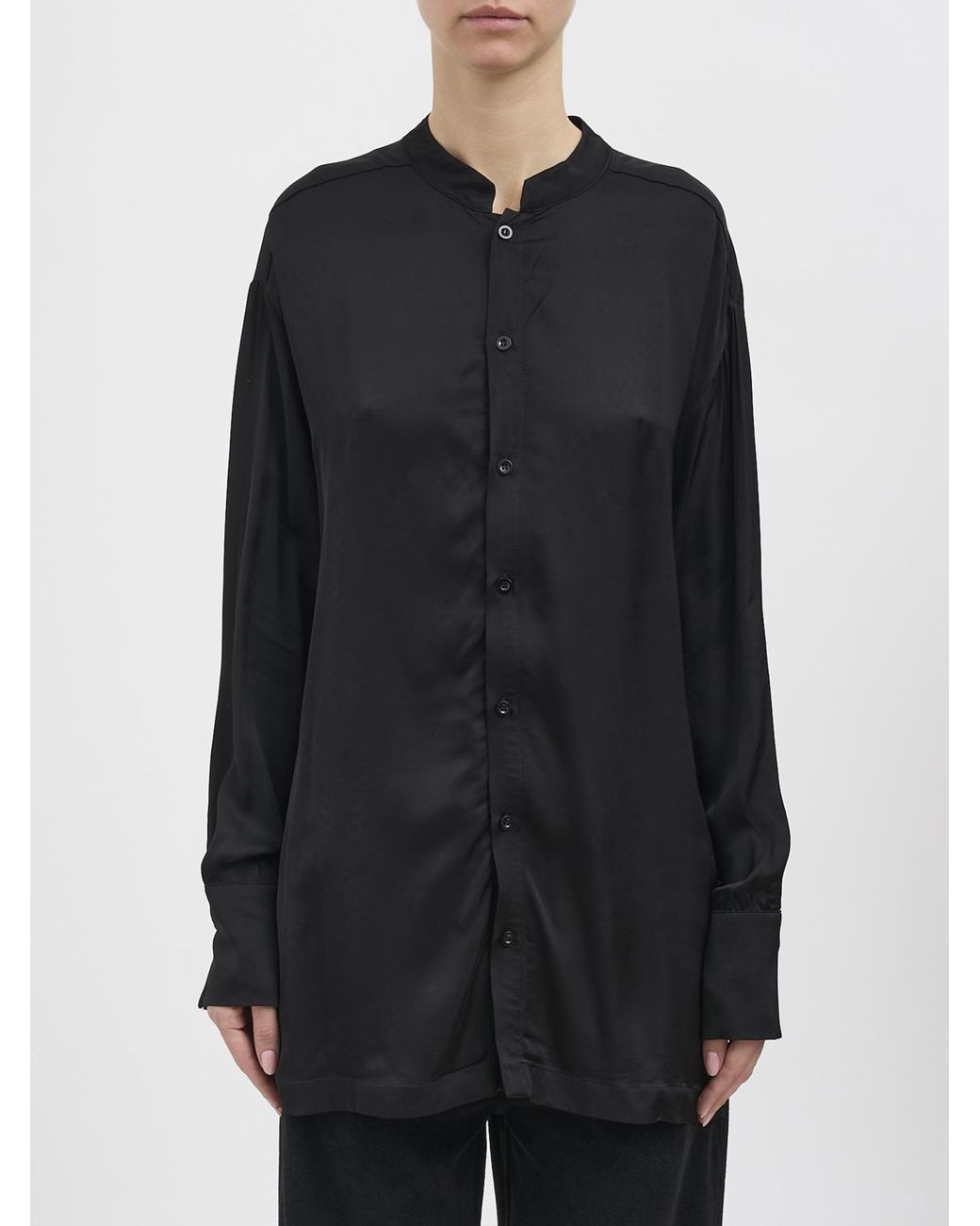 Camisa Minimalista De Viscosa Thom Krom de color Black