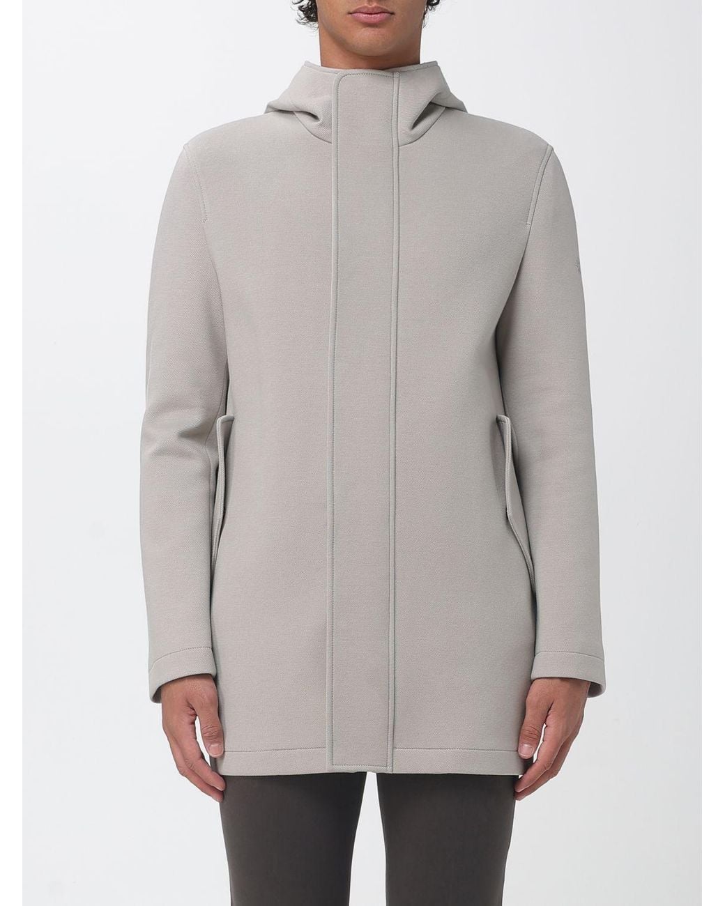 Manuel Ritz Gray Knee-Length Single-Breasted Hooded Coat With Concealed Fastening for men
