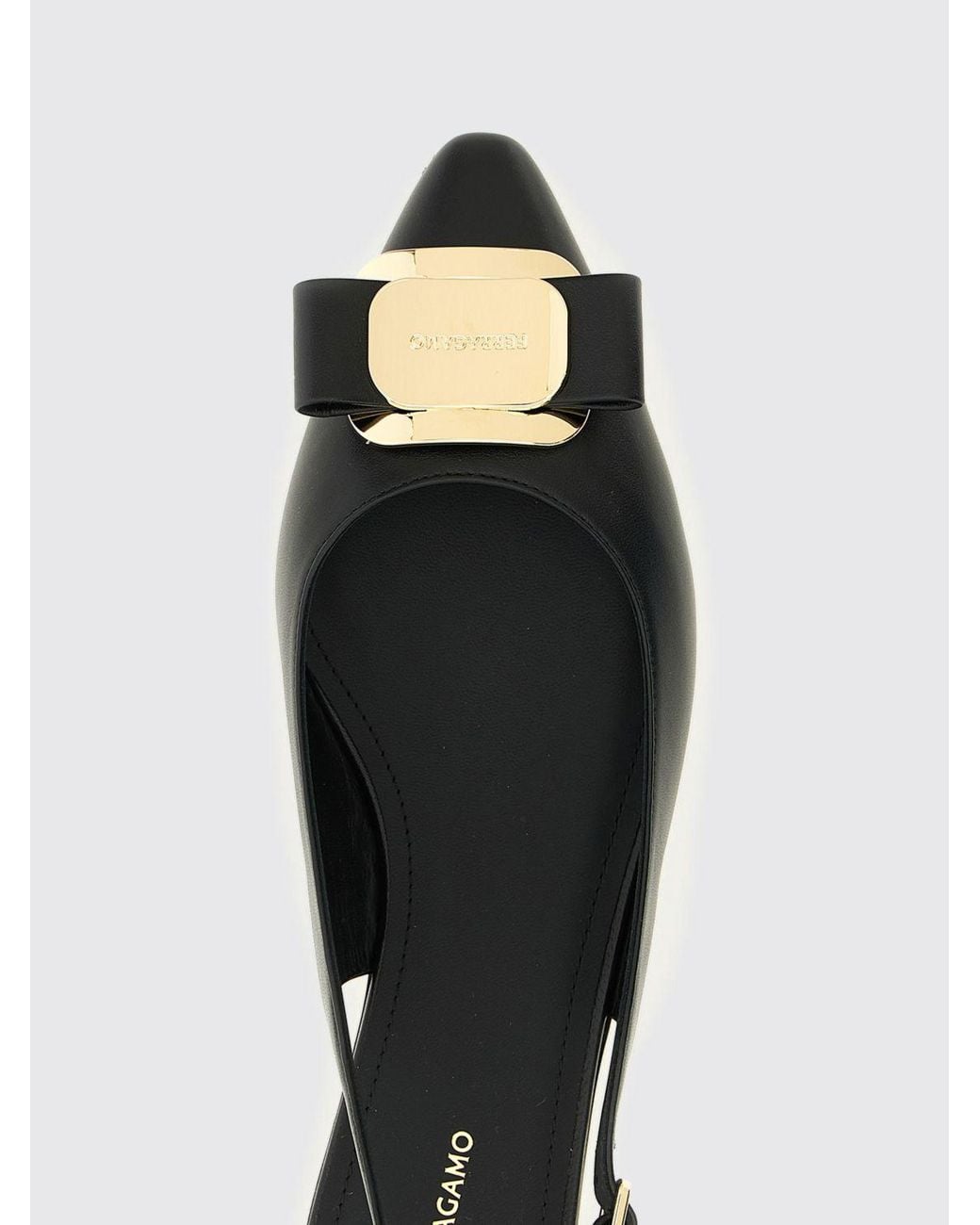 Ferragamo White Vara Leather Ballerinas