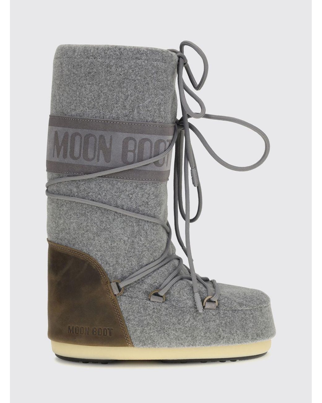 Moon Boot Gray Icon Schnee-Stiefel Aus Nubuk Und Wollfilz