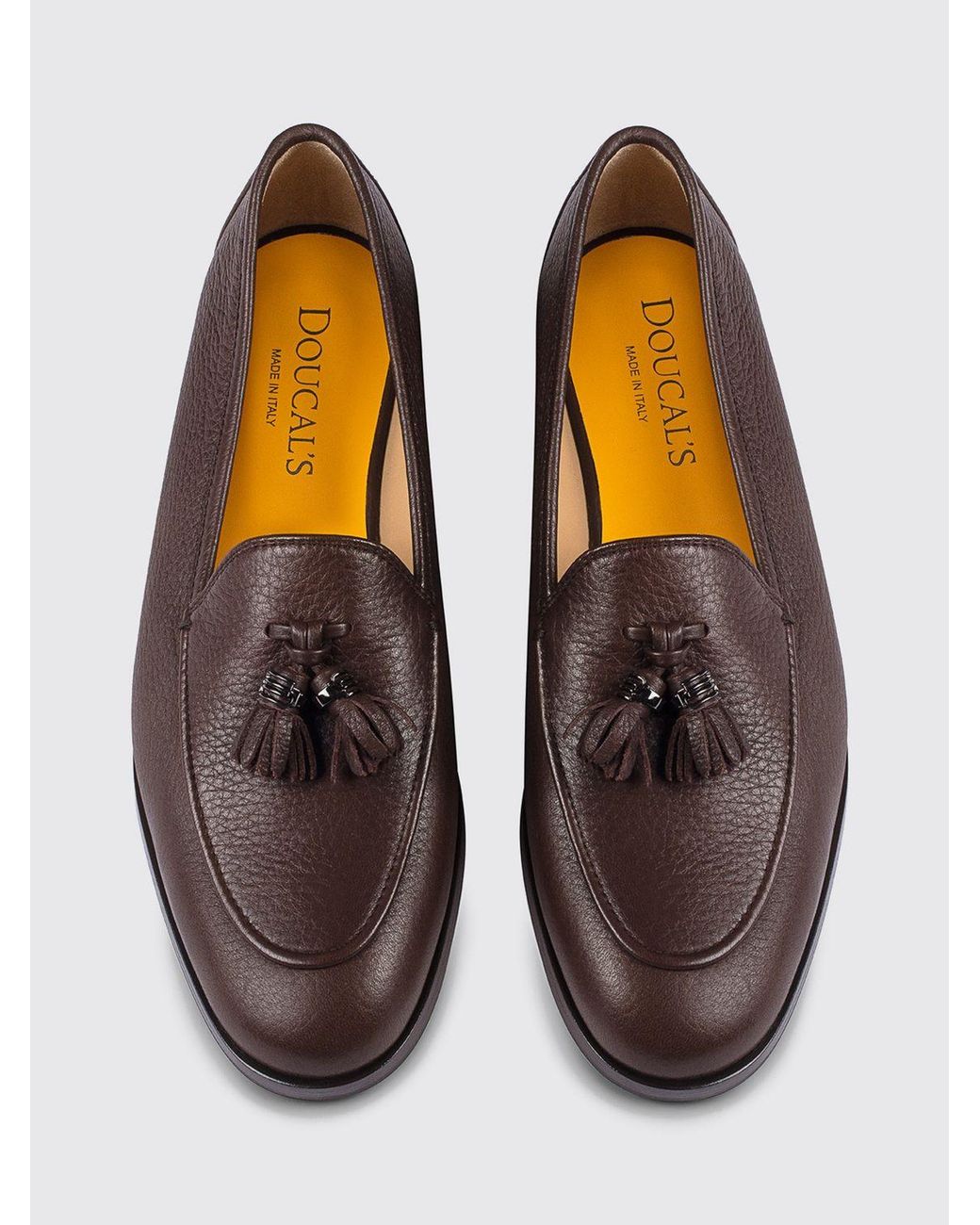 Doucal's White Deerskin Tassel Loafers