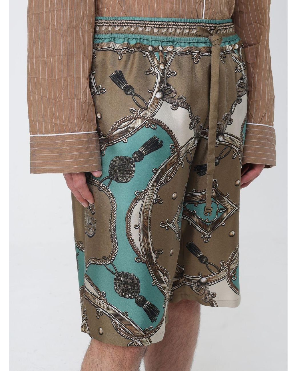 Dolce & Gabbana Green Dolce &Amp Gabbana Printed Silk Shorts for men