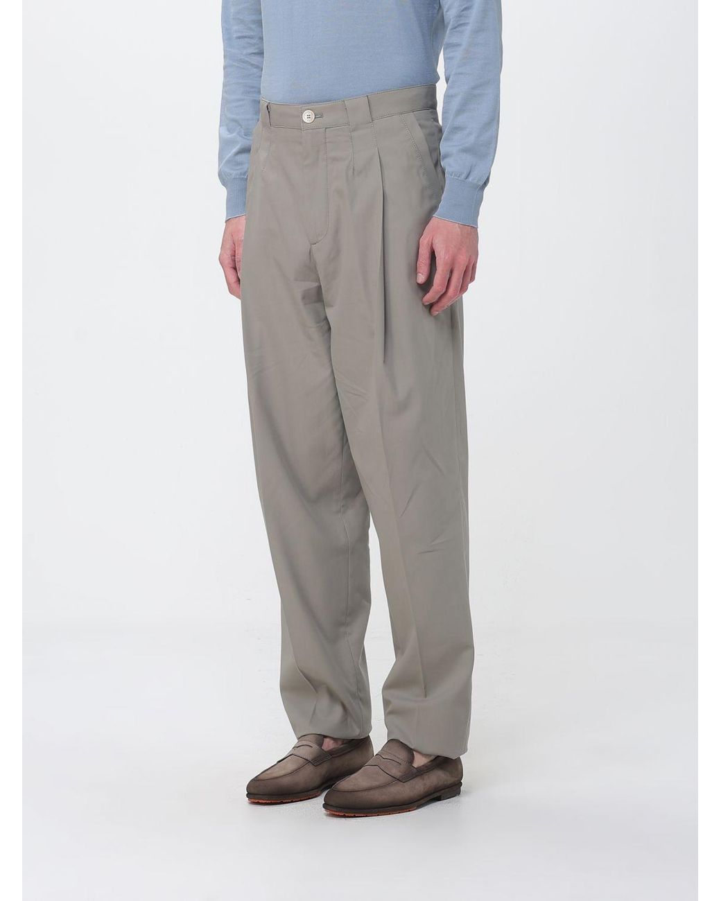 Brunello Cucinelli Gray Cotton Tailored Trousers for men