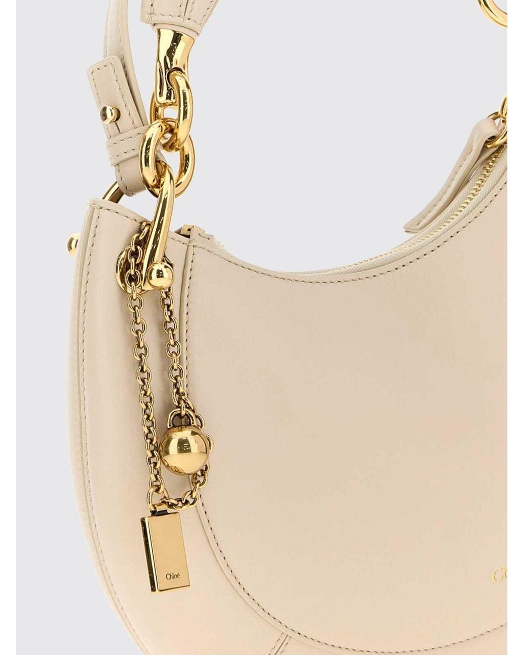 Chloé Natural ChloÉ Banana Smooth Calfskin Handbag With Rigid Handle