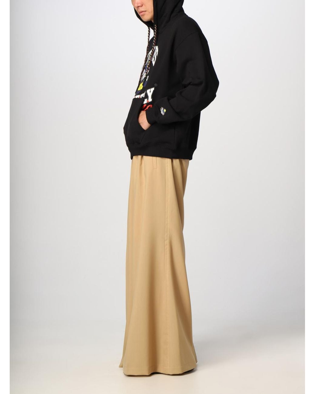 MSGM Black Cotton Sweatshirt With Print for men
