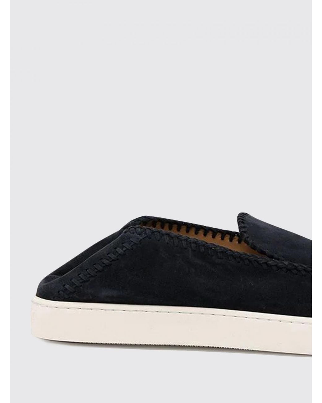 Giorgio Armani White Suede Loafers With Thread Stitching for men