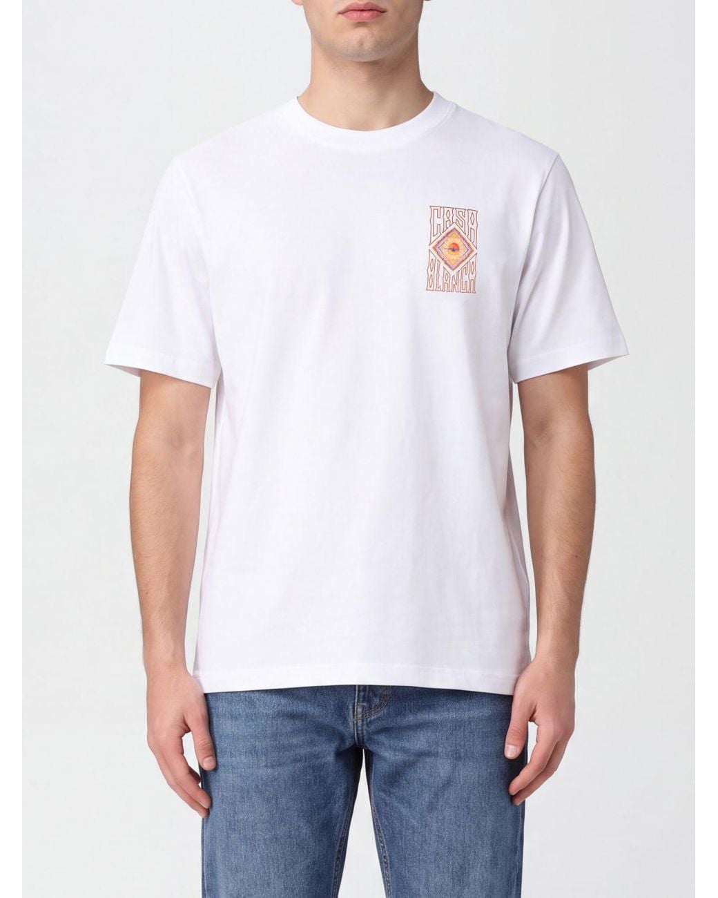 Casablanca White Graphic Print Organic Cotton Crew-Neck T-Shirt for men