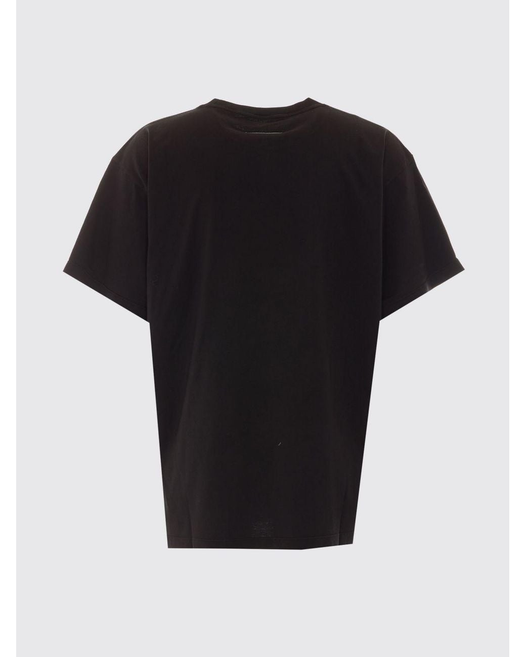MM6 by Maison Margiela Black Cotton T-Shirt With Slogan Print And Dropped Shoulders for men