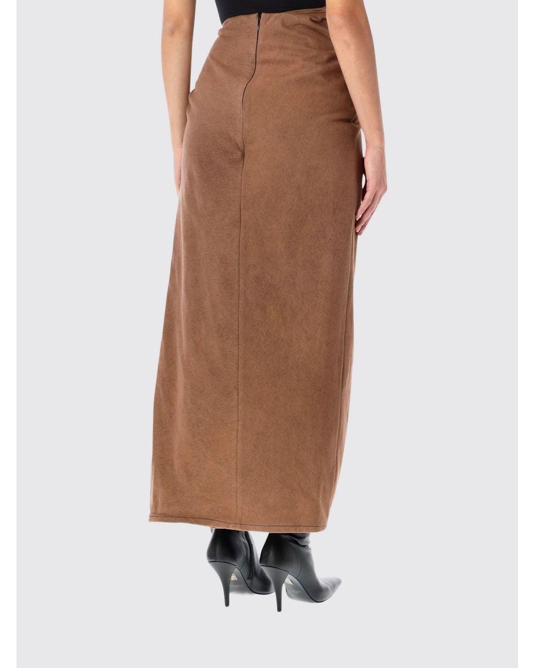DIESEL Brown Slim Fit Asymmetric Draped Cotton Midi Skirt