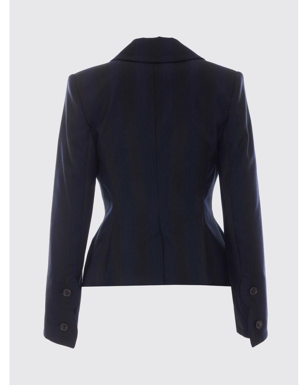 Vivienne Westwood Blue Pinstriped Double-Breasted Cropped Blazer