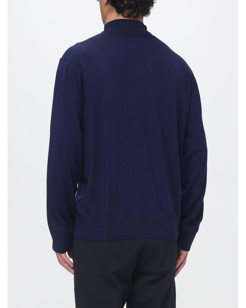 Laneus Blue Pure Virgin Wool Turtleneck Jumper With Ribbed Hems for men