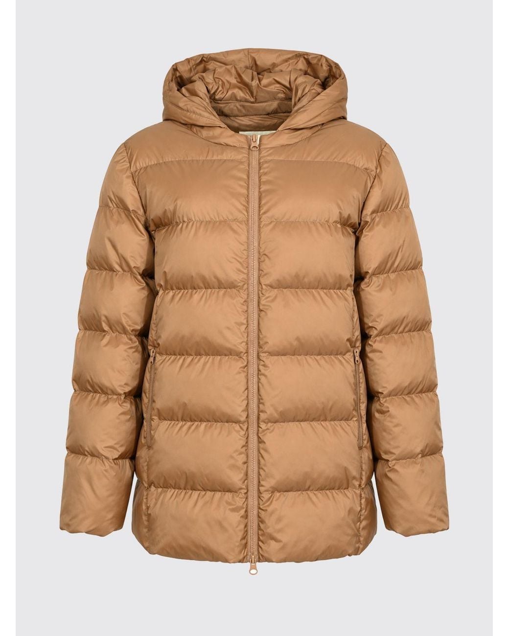 Max Mara Blue Short Quilted Water-Repellent Nylon Down Jacket With Hood