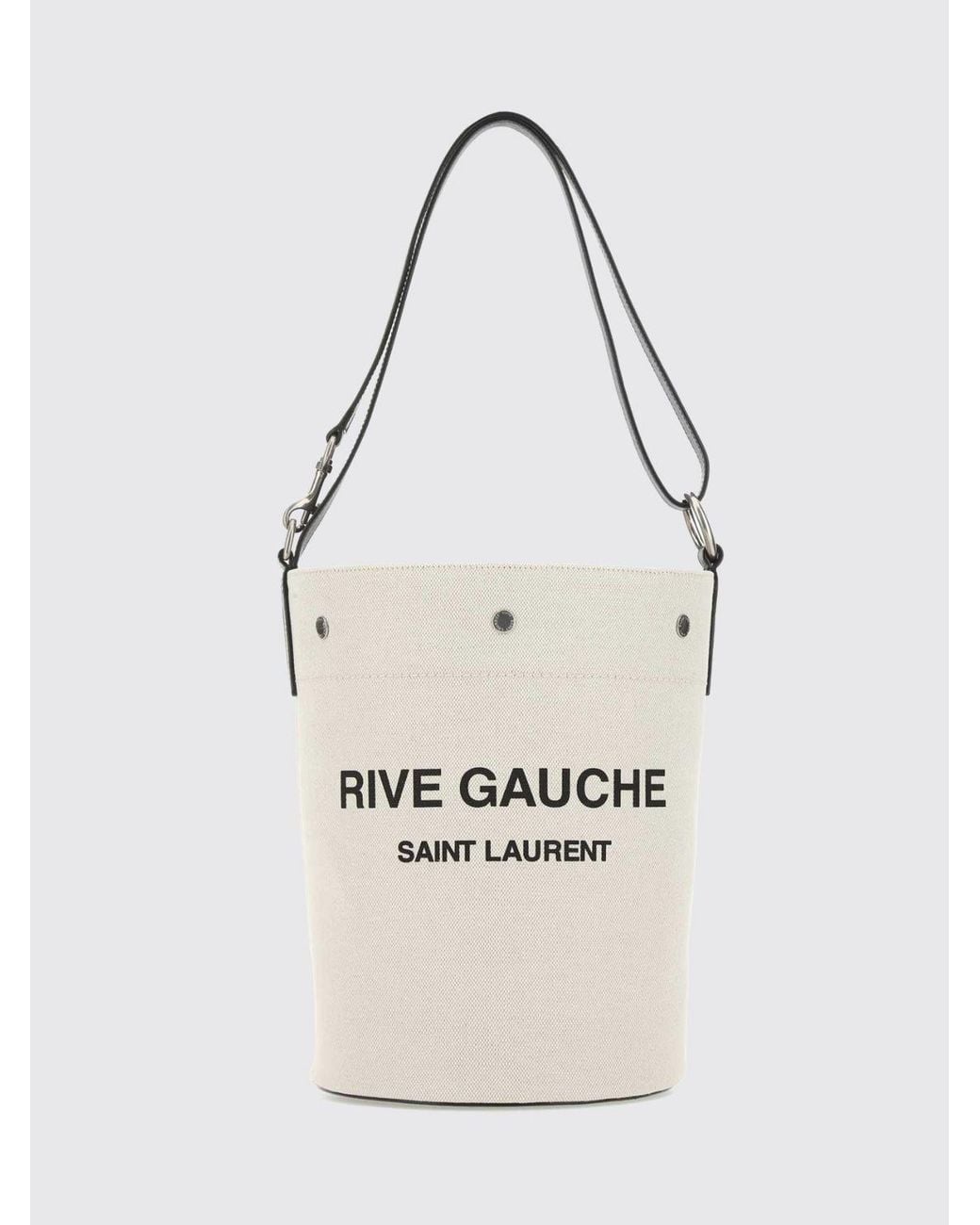 Saint Laurent White Rive Gauche Linen Bucket Bag for men