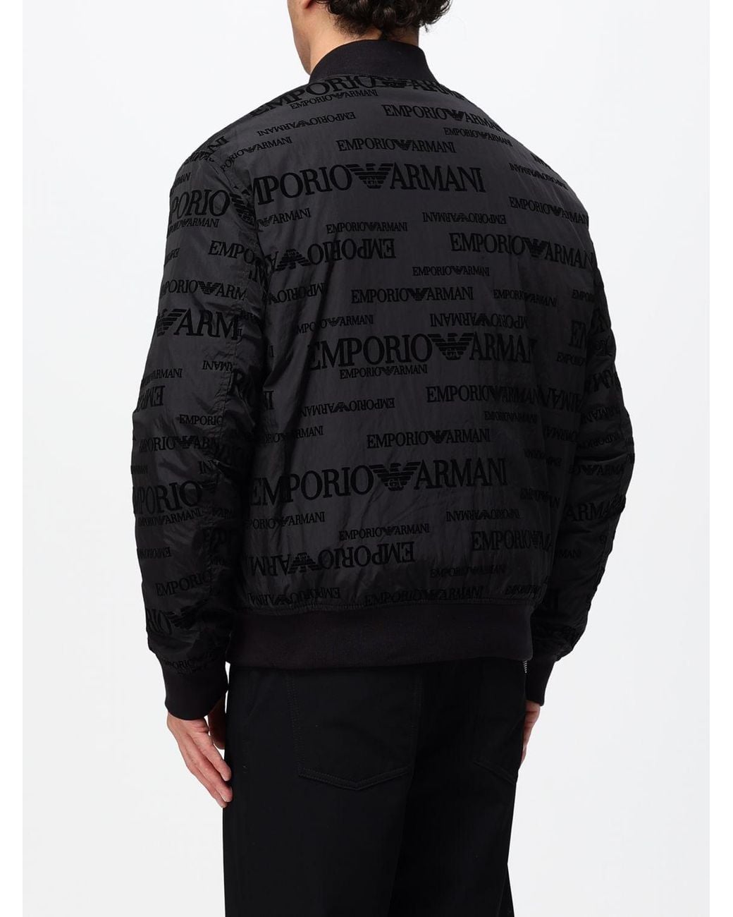 Emporio Armani Black Padded Nylon Bomber Jacket With A Bomber Collar And Zip Closure for men