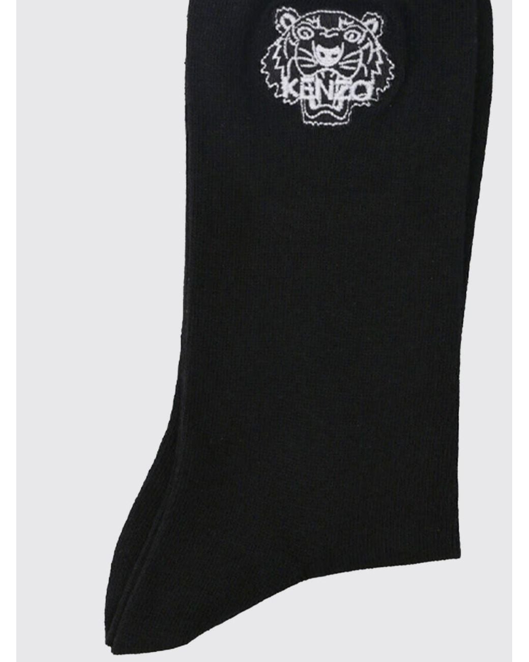 KENZO Black Tiger Paris Logo Cotton Socks for men