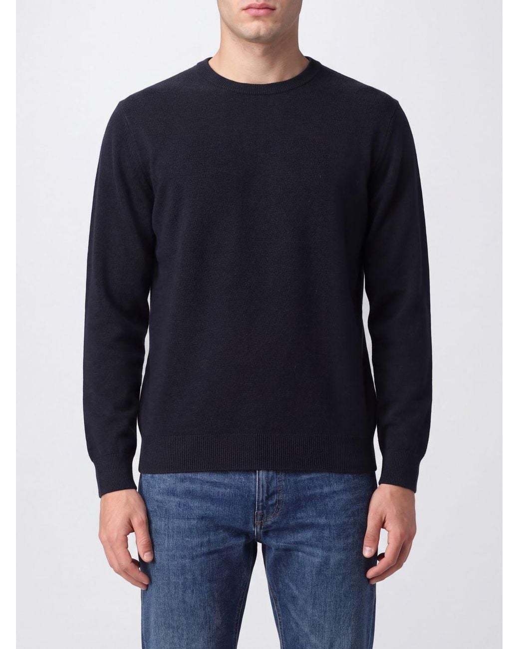 Fedeli Blue Crew-Neck Jumper for men
