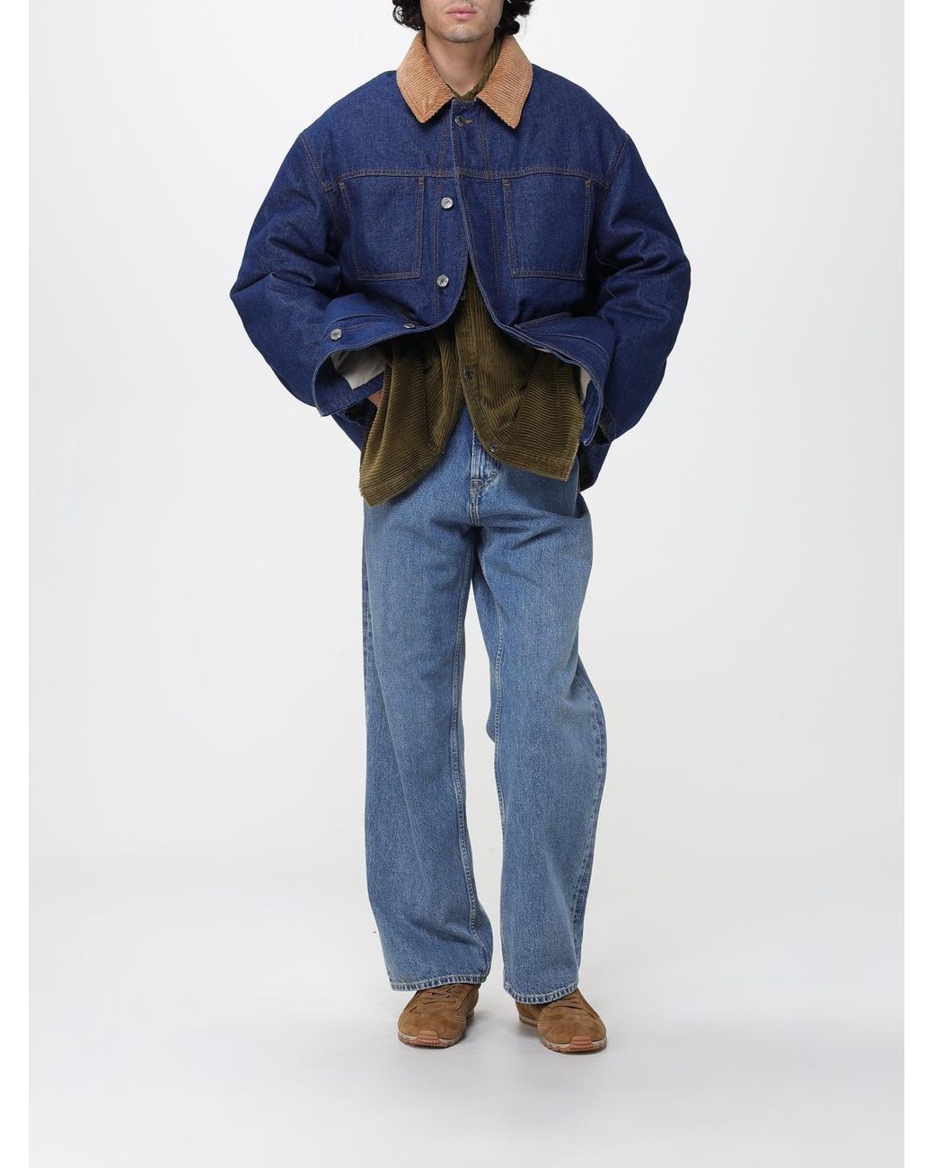 AMI Blue Padded Denim Jacket for men