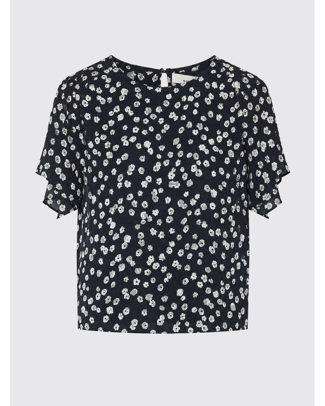 Isabel Marant Black Floral Print Silk-Blend Short-Sleeve Blouse