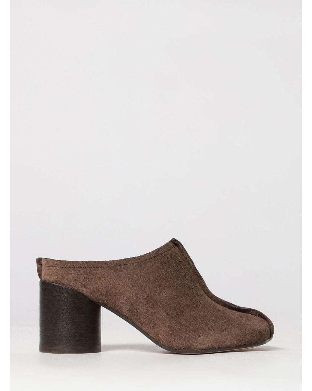 MM6 by Maison Margiela Brown Anatomic Suede Mules With Cylindrical Heel