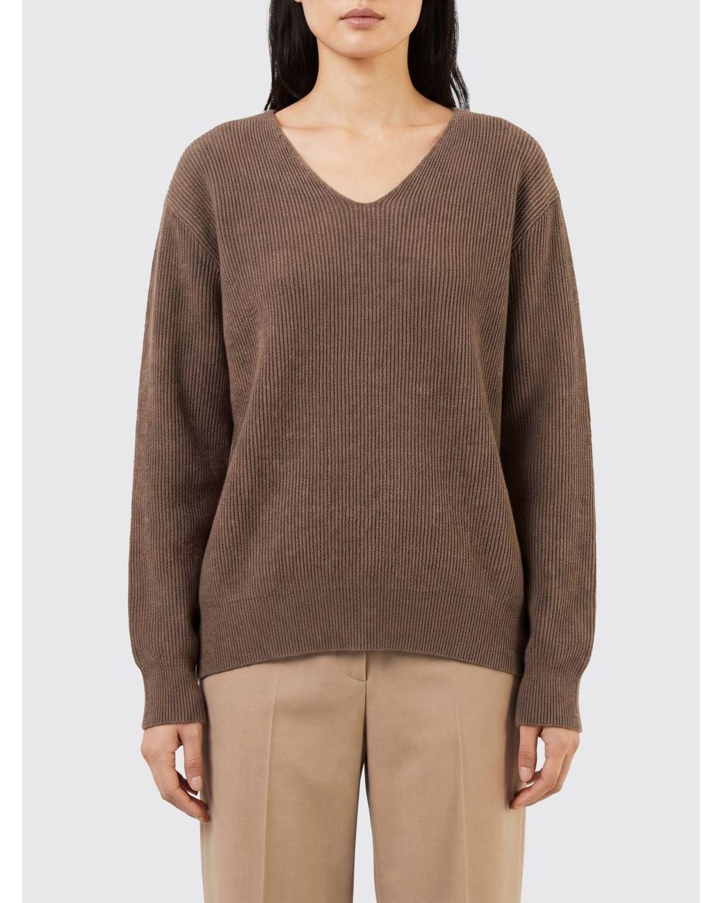 The Row Brown V-Neck Jumper