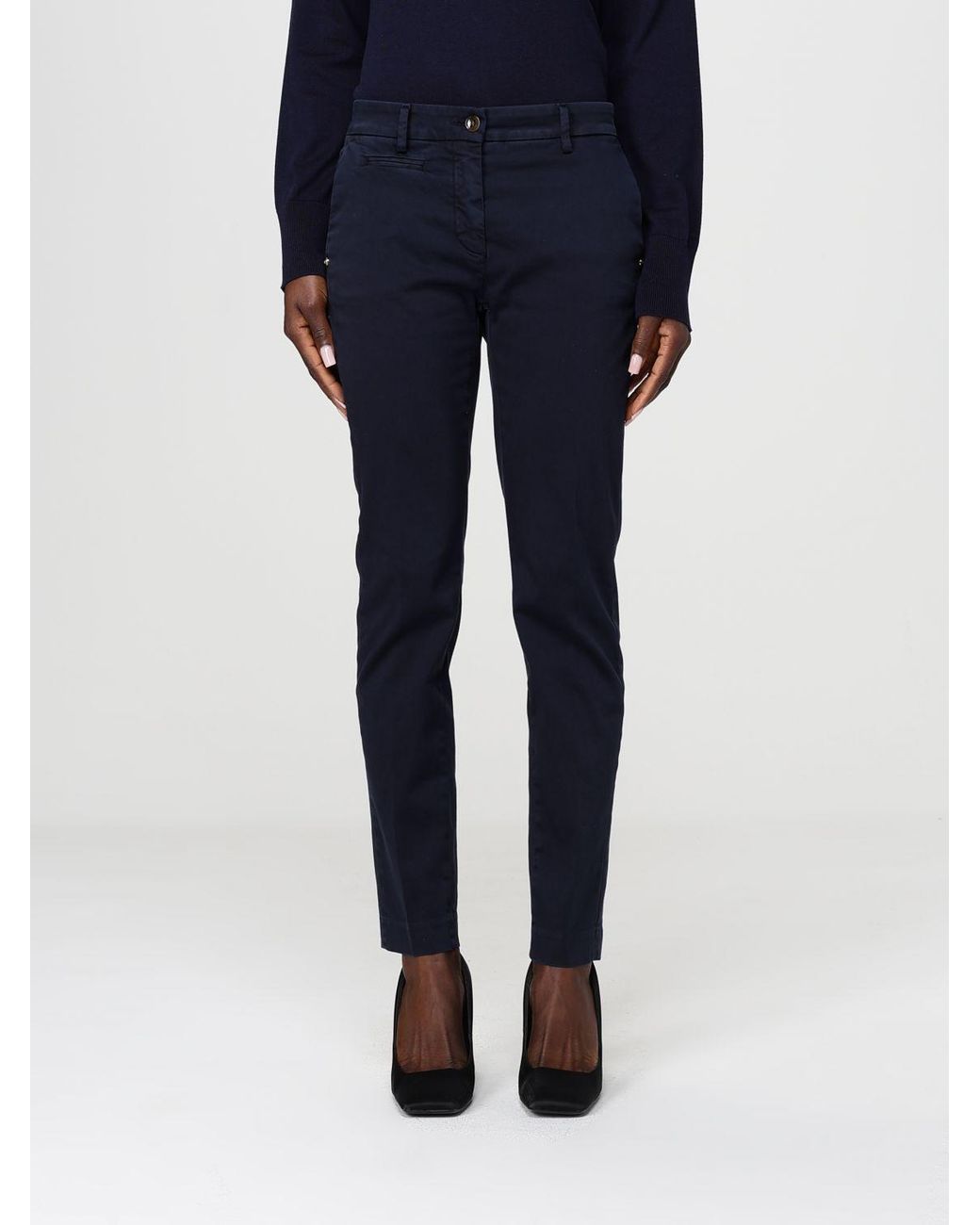 Mason's Blue Stretch Cotton Slim Fit Trousers
