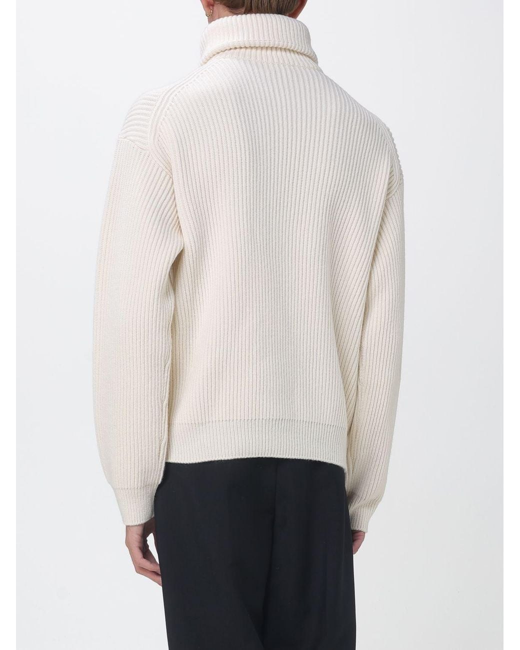 Céline White Wool And Cashmere Half-Zip Jumper With Sailor Collar for men