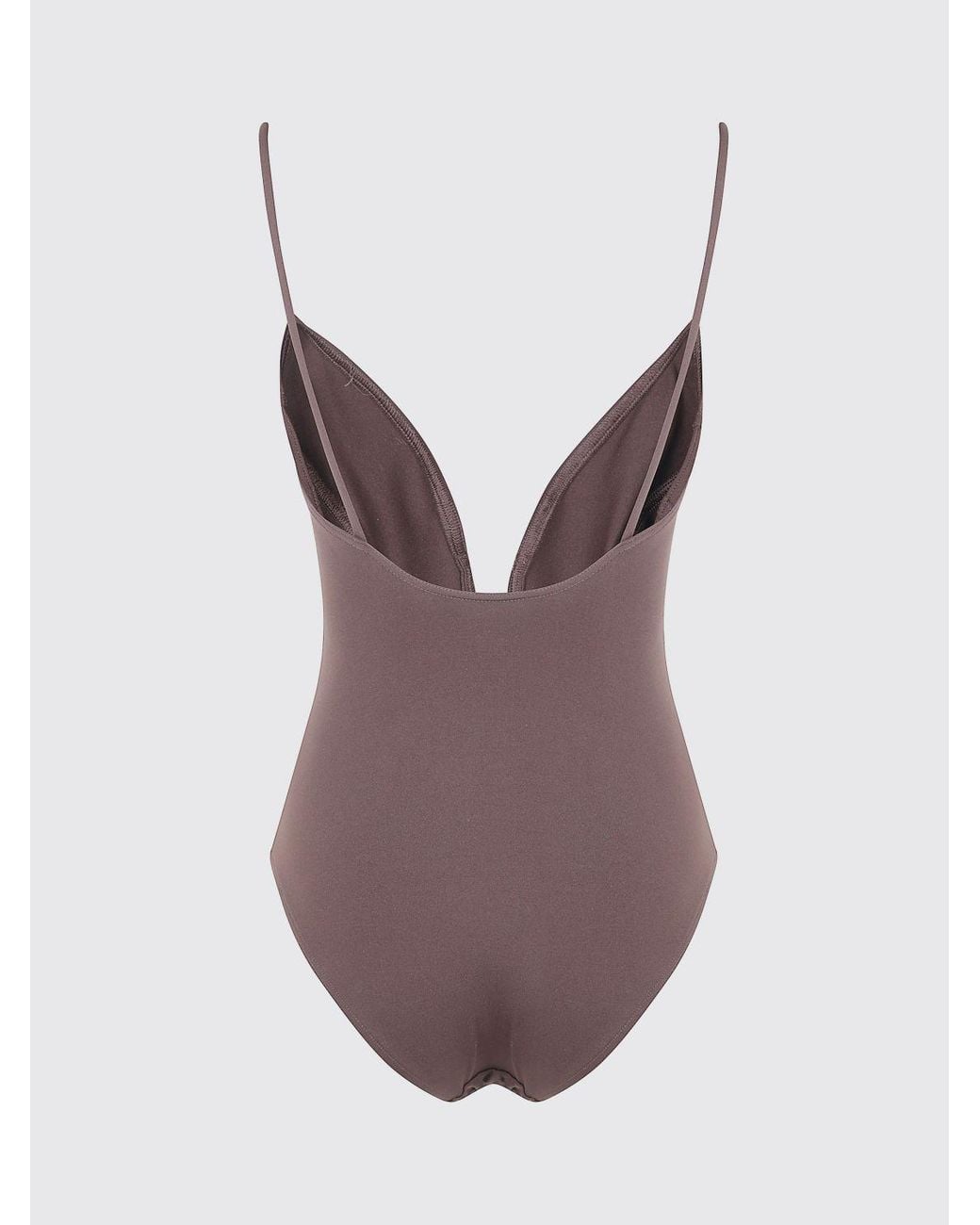 Eres Brown One-Piece Swimsuit With Deep V-Neck And Teardrop Detail