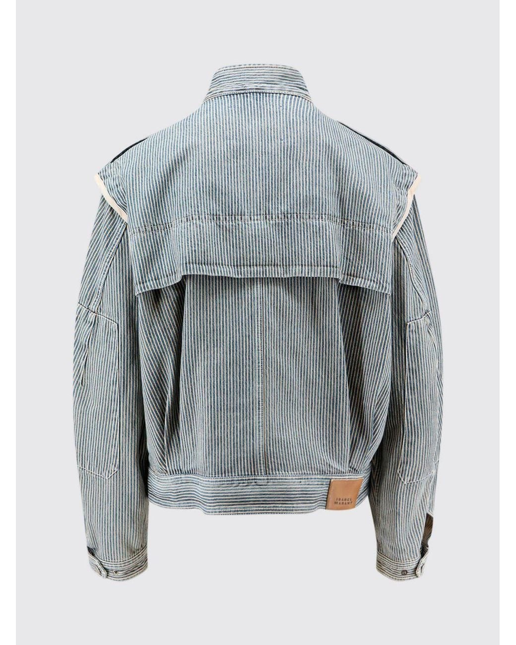 Isabel Marant Gray Edany Striped High-Neck Denim Jacket