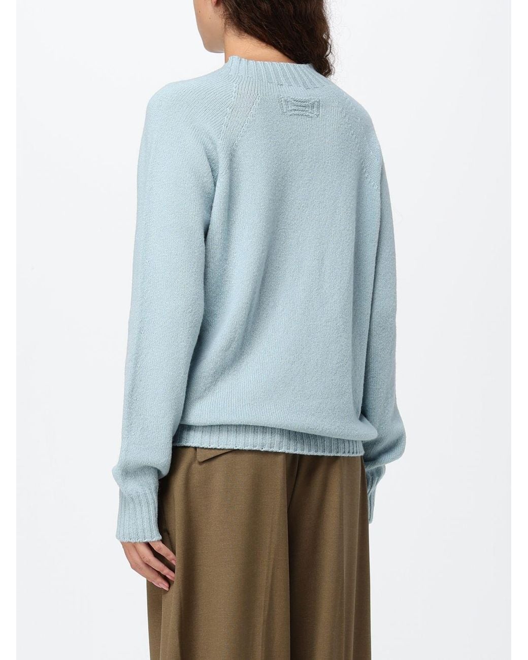 Drumohr Blue Slim Fit Ribbed Lambswool Turtleneck Jumper