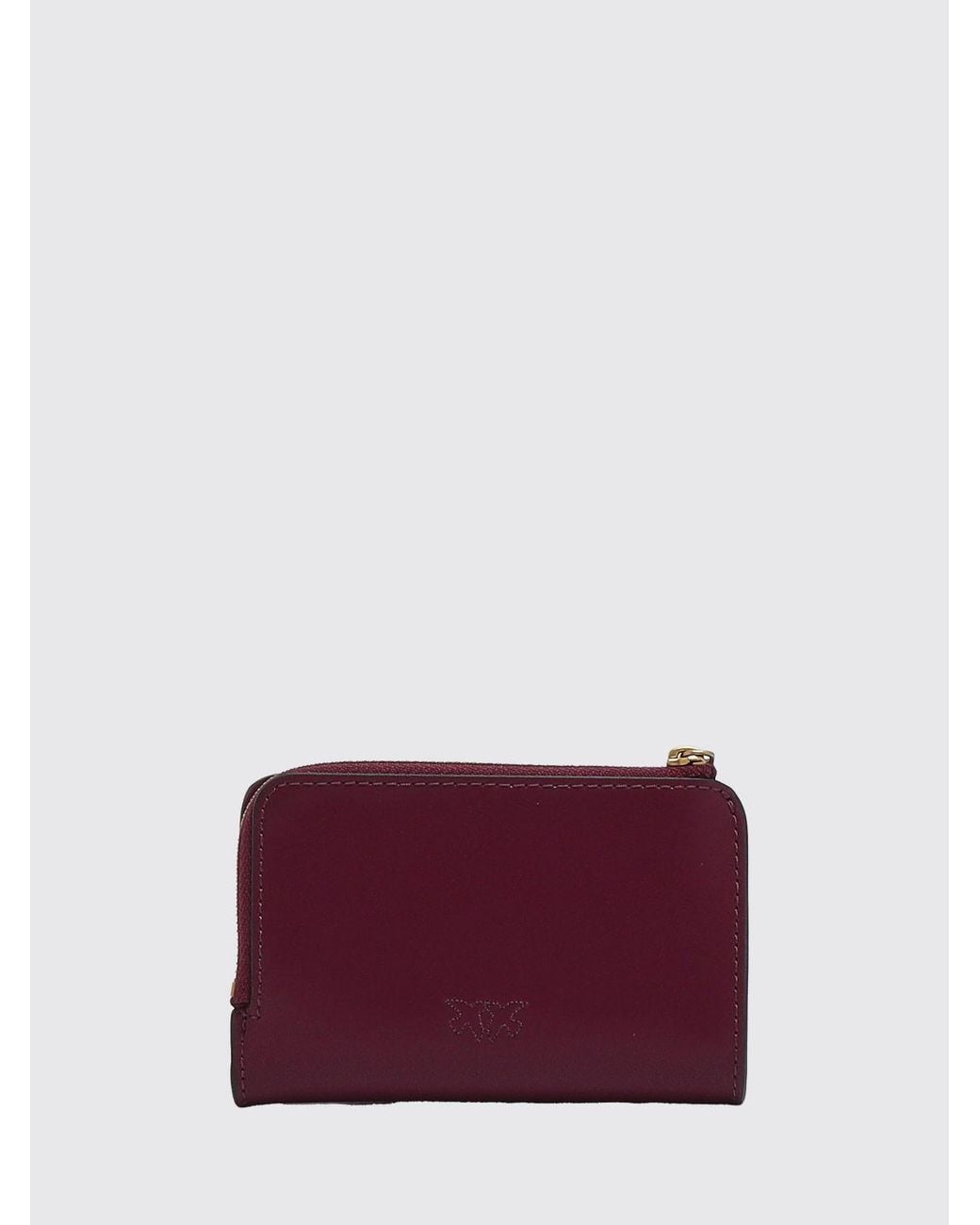 Pinko Purple Smooth Calfskin Bifold Wallet With Love Birds Logo