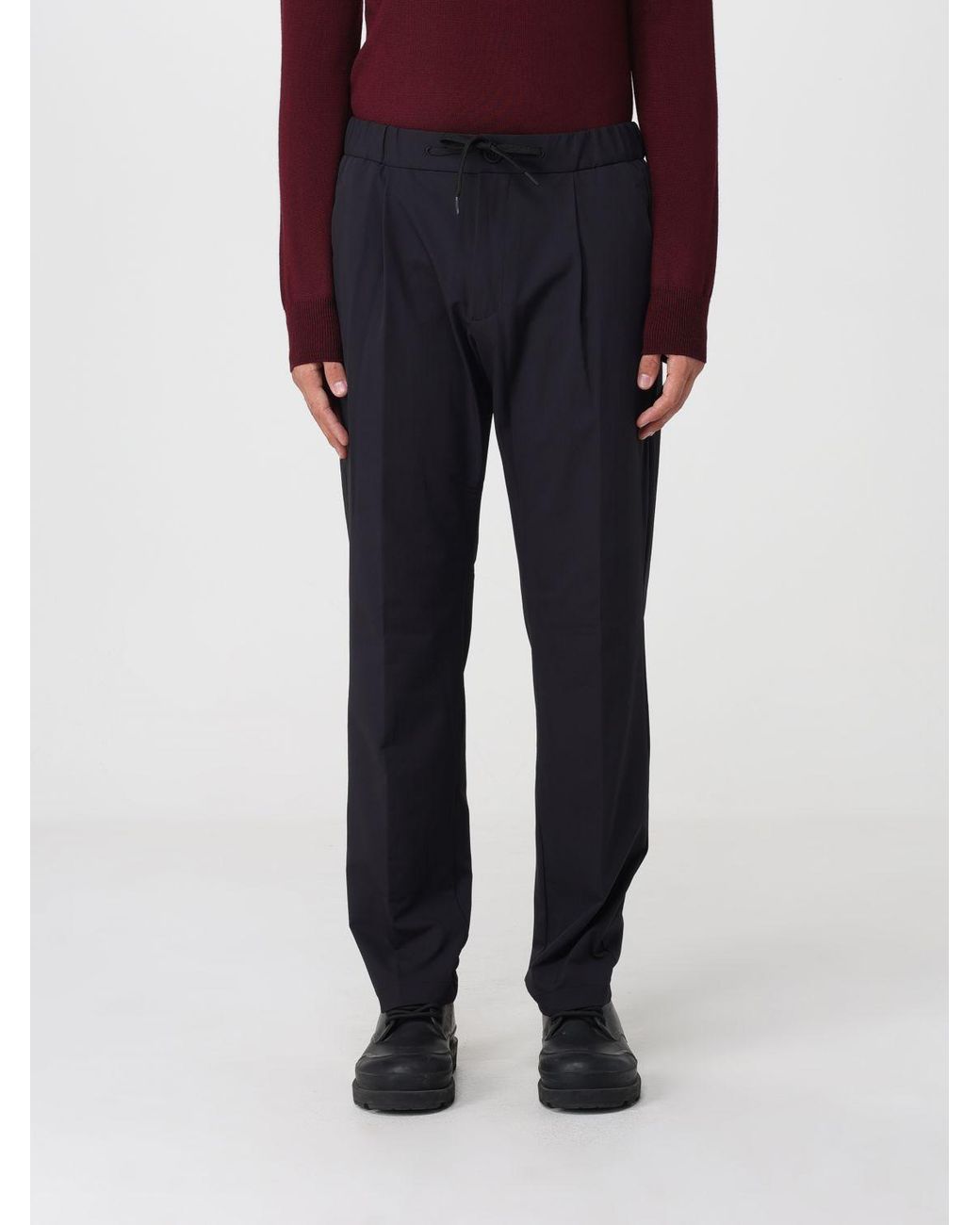 Herno Blue Straight-Leg Technical Fabric Trousers With An Elasticated Drawstring Waist for men