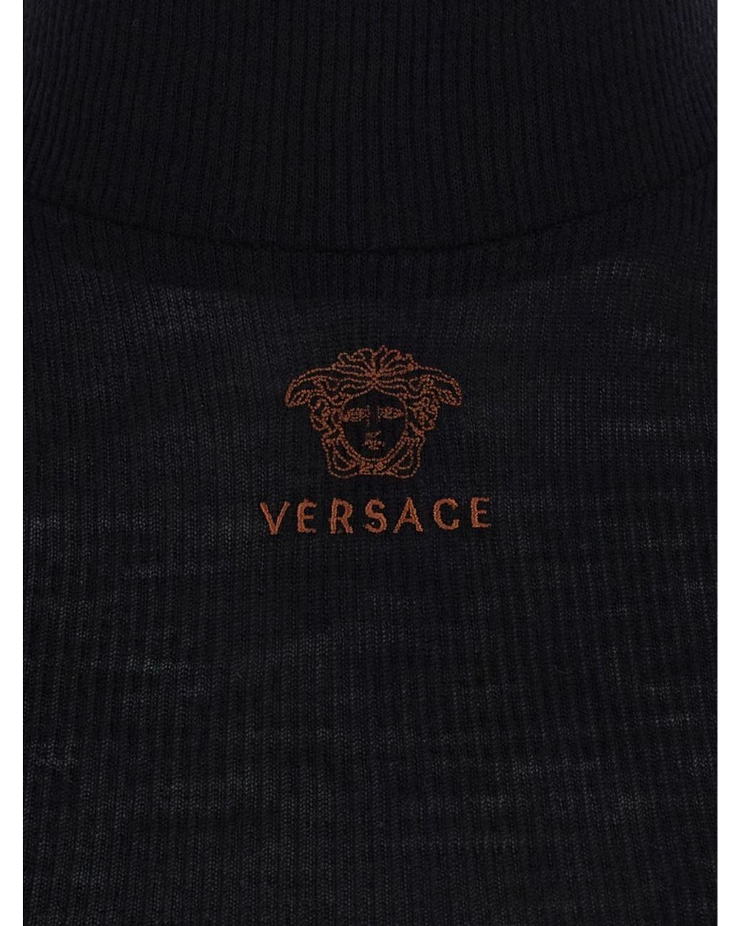 Versace Black Slim Fit Turtleneck Jumper